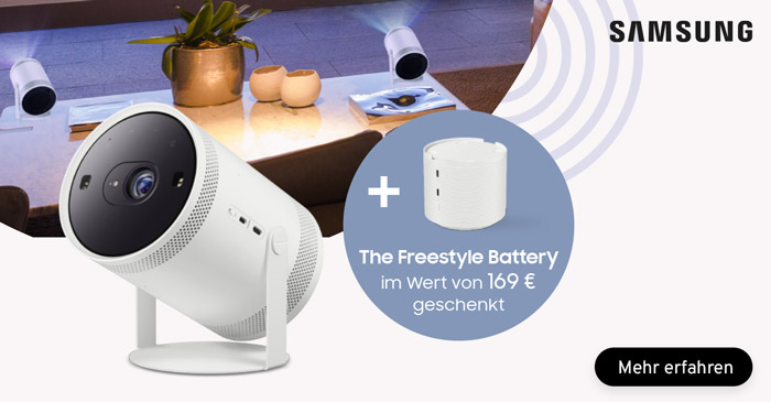 Kaufen Sie einen Samsung The Freestyle und erhalten Sie eine praktische The Freestyle Battery geschenkt!
