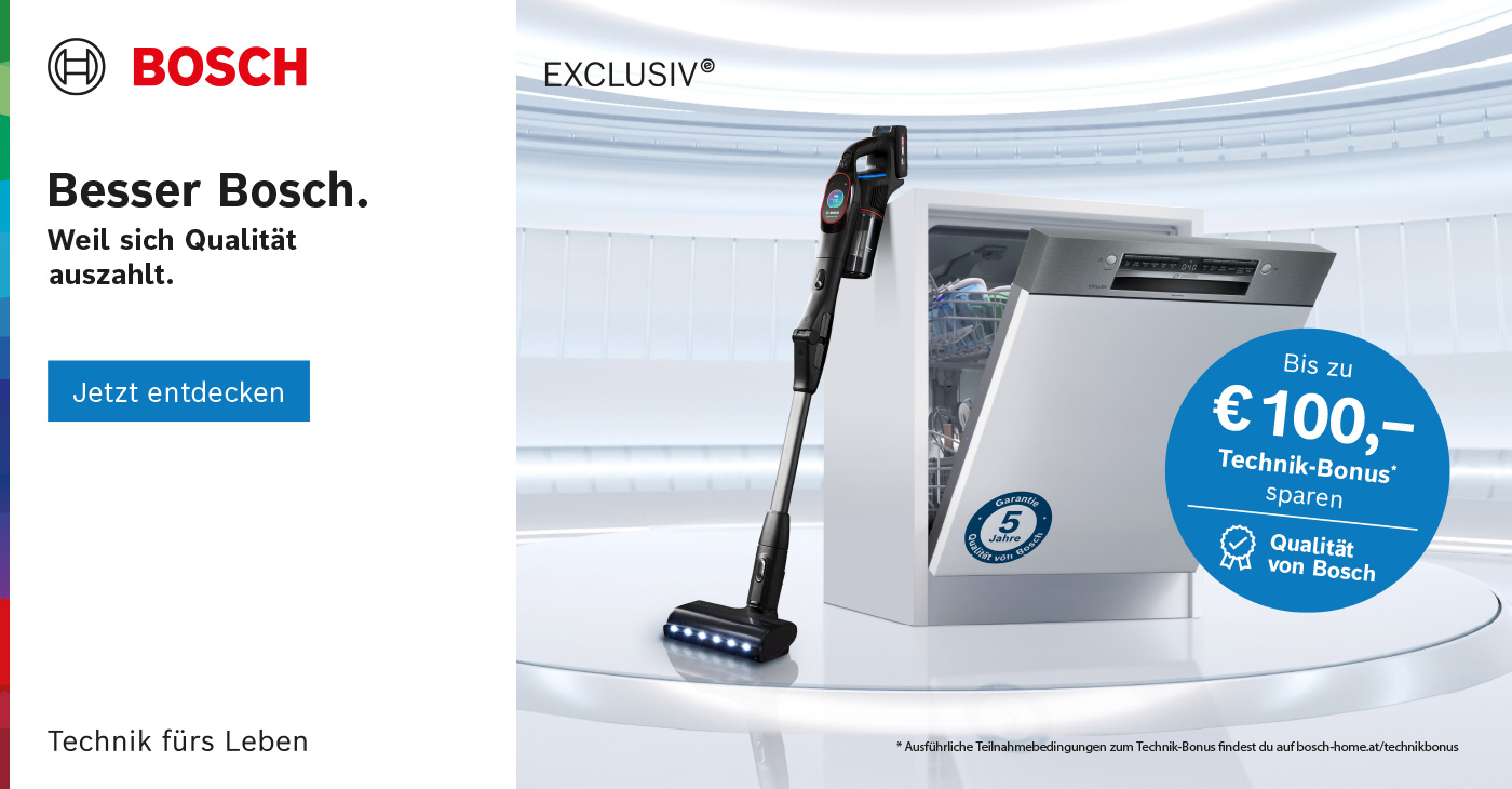Bosch EXCLUSIV Technik-Bonus. Sichern Sie sich jetzt bis zu 100â‚¬ Technik-Bonus*