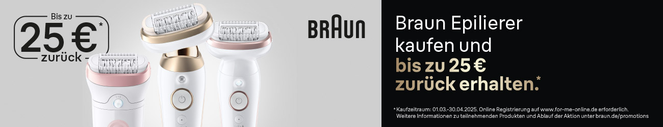 Mit Braun Epilierern setzen Sie auf langanhaltende Glätte – und erhalten bis zu 25 € zurück!