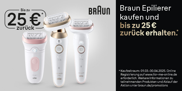 Mit Braun Epilierern setzen Sie auf langanhaltende Glätte und erhalten bis zu 25€ Cashback!