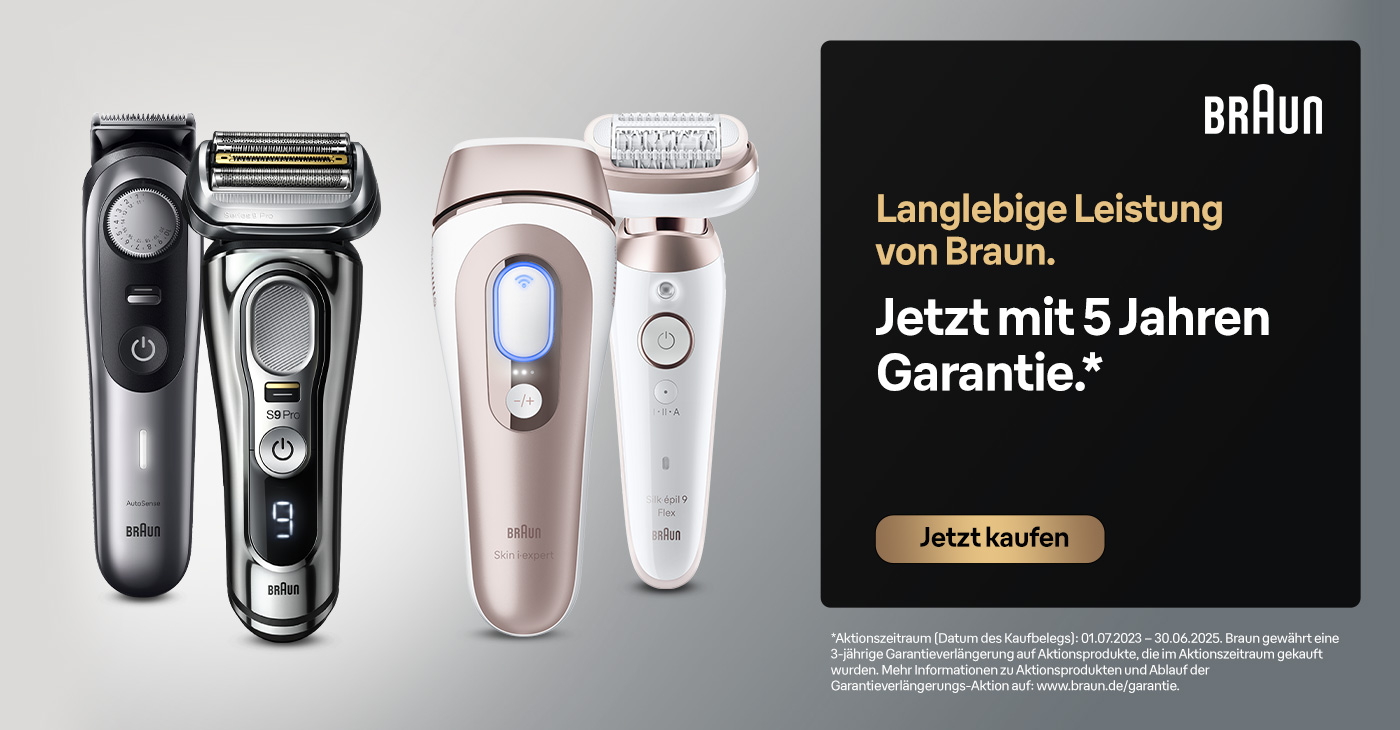 Verlängern Sie jetzt kostenlos die Garantie Ihrer Braun Produkte auf 5 Jahre!