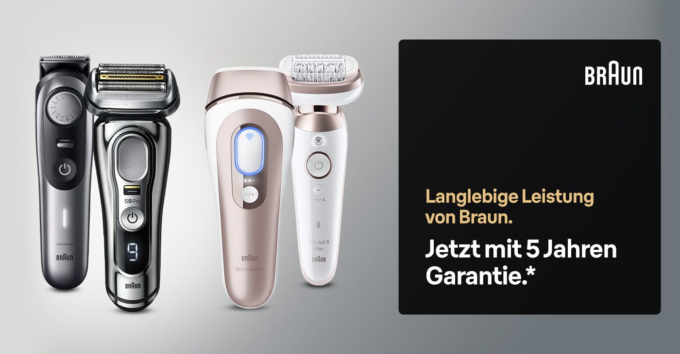 Verlängern Sie jetzt die Garantie Ihres neuen Braun Geräts auf bis zu 5 Jahre!*