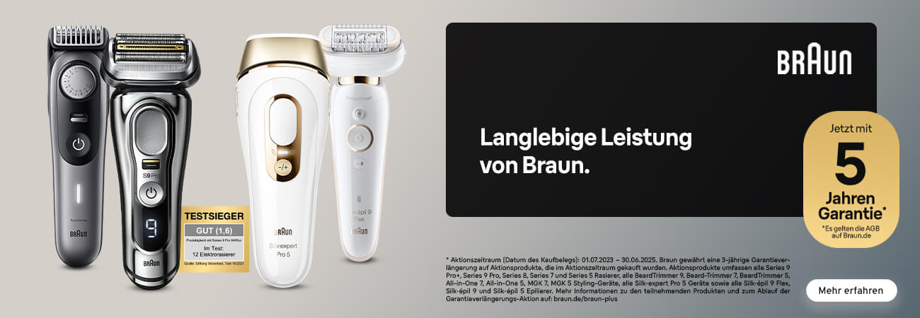 Verlängern Sie jetzt die Garantie Ihres neuen Braun Geräts auf bis zu 5 Jahre!