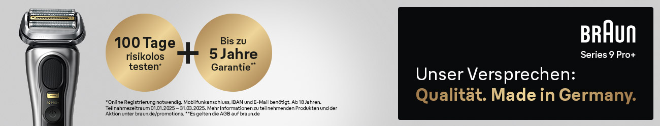 Testen Sie 100 Tage lang Braun Herrenrasierer.