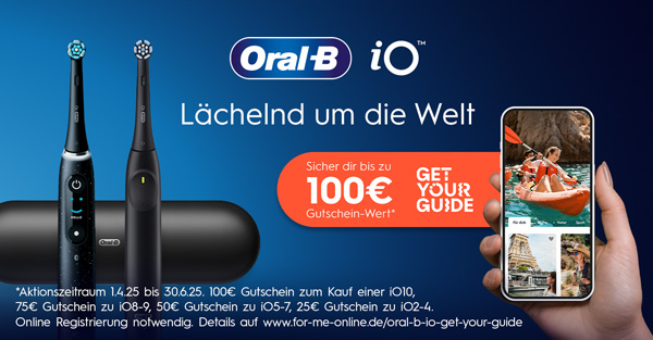 Jetzt mit Oral-B iO bis zu 100€ Get Your Guide Gutschein sichern!*