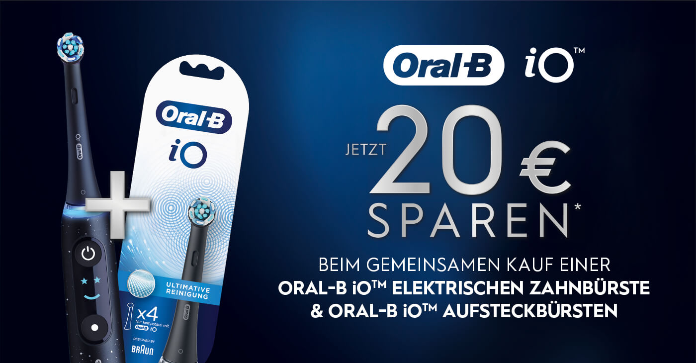 Beim Bundle-Kauf einer elektrischen Zahnbürste der Oral-B iOTM Serien 3-10 + iOTM Aufsteckbürsten erhalten Sie jetzt Cash back!*