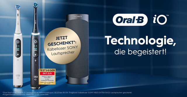 Beim Kauf einer Oral-B iO Serie 6-10 erhalten Sie einen kabellosen SONY-Lautsprecher geschenkt!