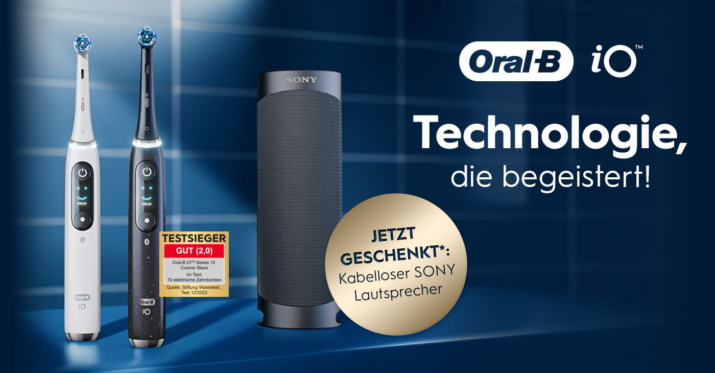 Beim Kauf einer Oral-B iO Serie 6-10 erhalten Sie einen kabellosen SONY-Lautsprecher geschenkt!