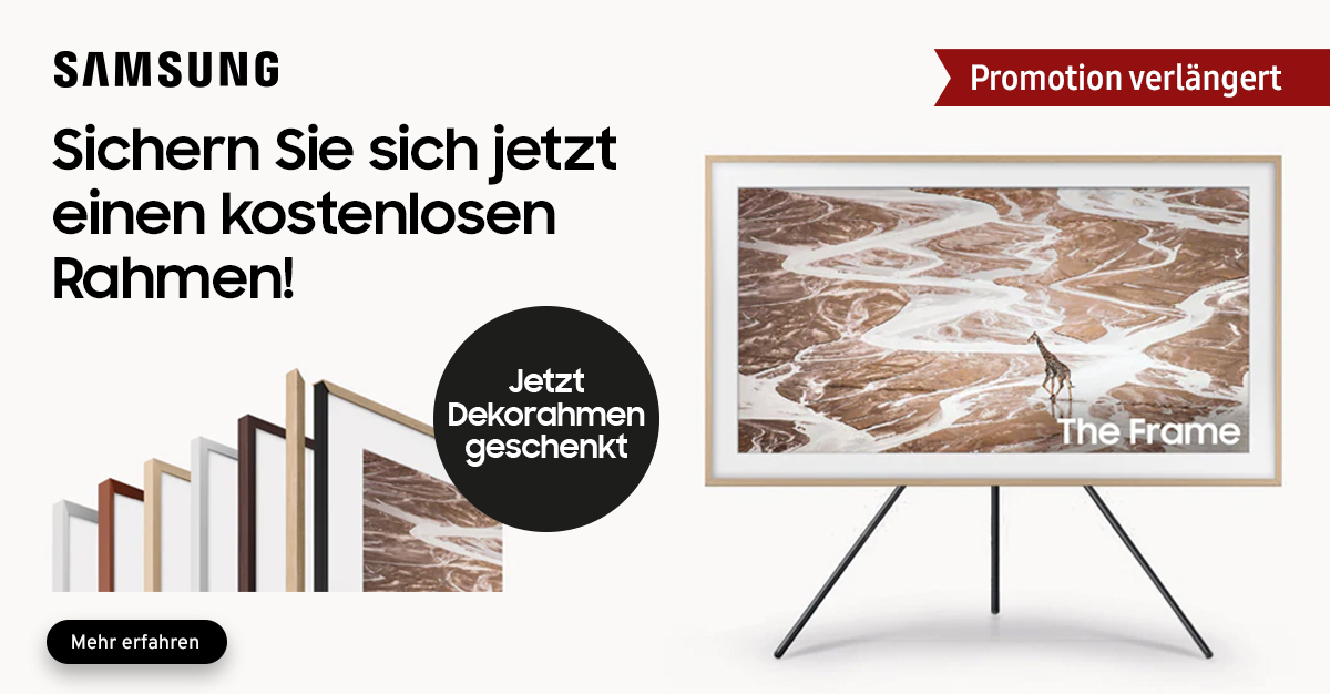 Samsung schenkt Ihnen beim Kauf eines The Frame TVs einen Deko-Rahmen dazu!