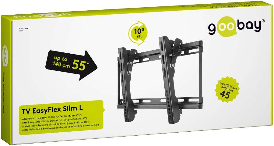 Goobay EasyFlex Slim L(58-140cm) TV Wandhalterung schwarz 63494 