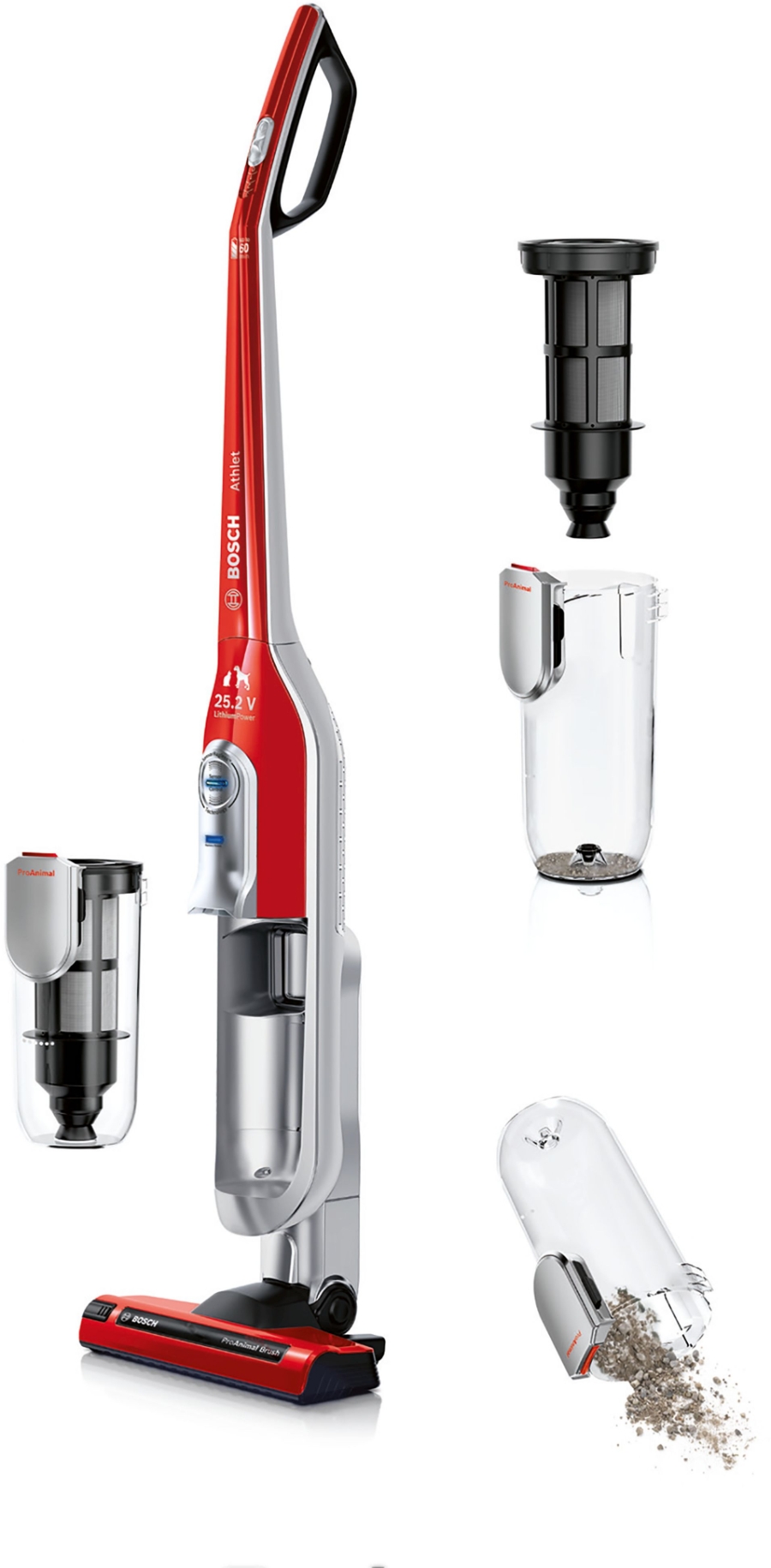 Bosch BCH6ZOOO Handstaubsauger Zoo'o ProAnimal Beutellos, tornadorot Akkusauger 25.2V Rot