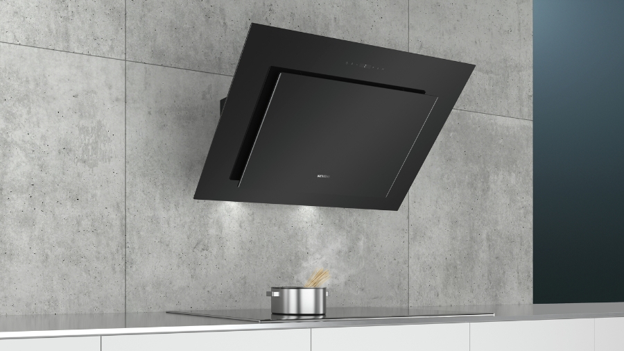 Siemens LC98KLP60 Kamin Dunstabzughaube Schwarz mit Glasschirm  90 cm A+