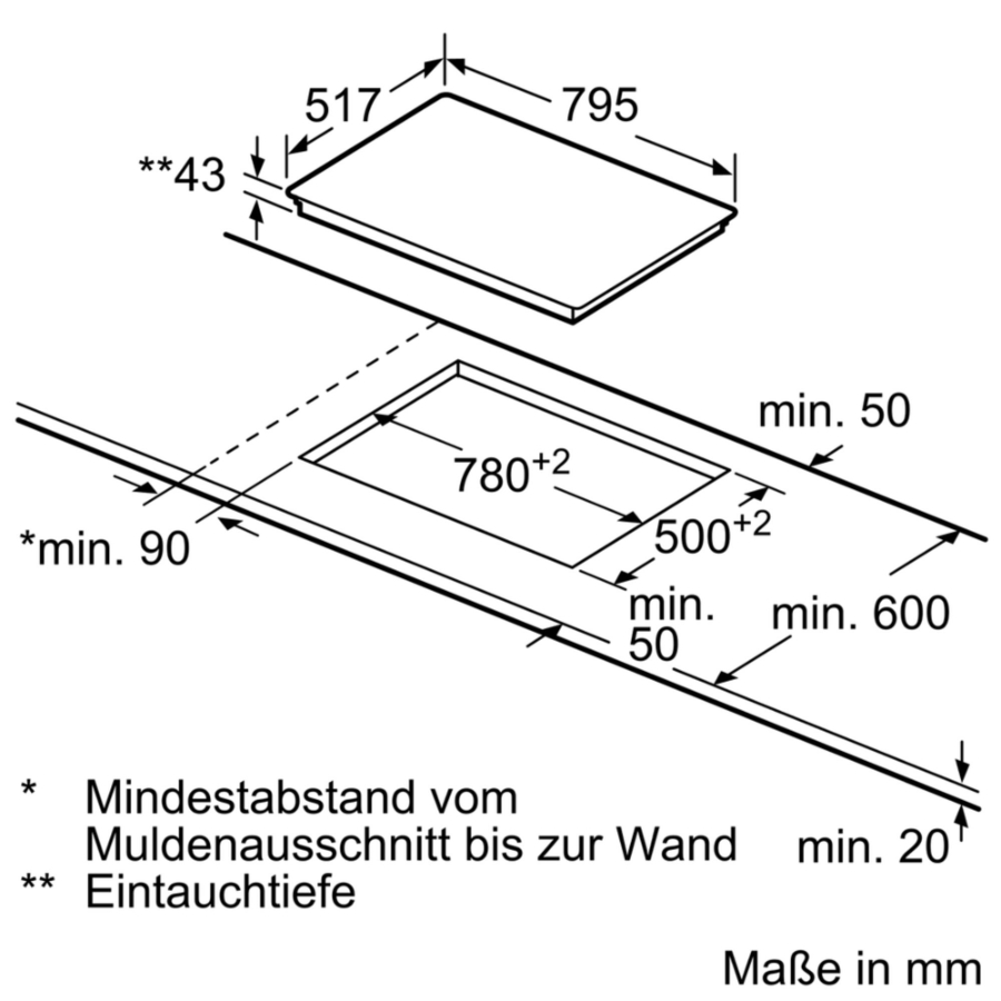 Siemens EA845GN17 iQ300, Elektro-Kochfeld, 80cm Herdgesteuert, Schwarz, Mit Rahmen aufliegend