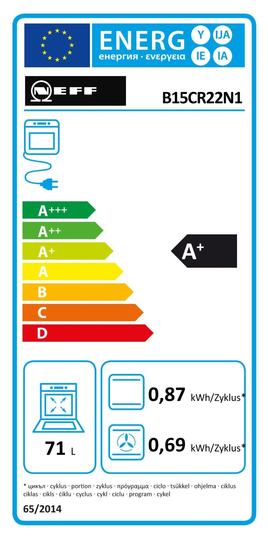 Neff BCR1522N Einbau Backofen Edelstahl B15CR22N1  EasyClean® TFT-Display