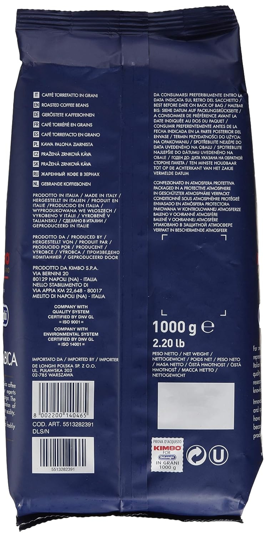 De´Longhi Kaffeebohnen Kimbo Arabica (1kg) DSLC613