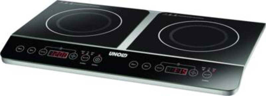 Unold 58175 Induktion Doppel-Kochplatten Edelstahl-Schwarz 