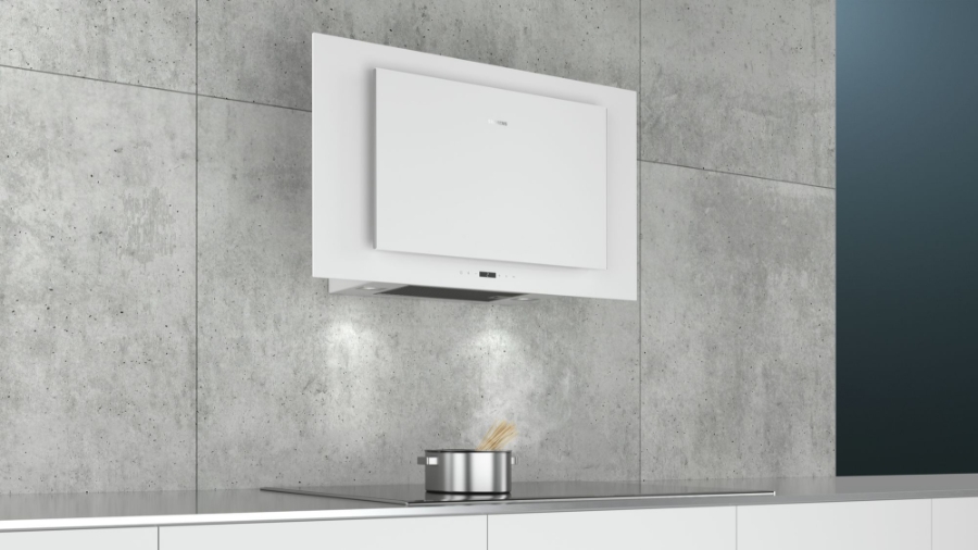 Siemens LC97FLP20 Weiß mit Glasschirm Wand-Esse, 90 cm 