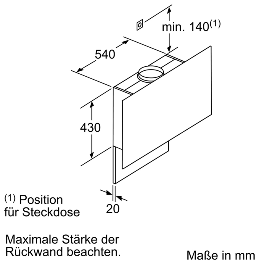 Siemens LC97FLP20 Weiß mit Glasschirm Wand-Esse, 90 cm 