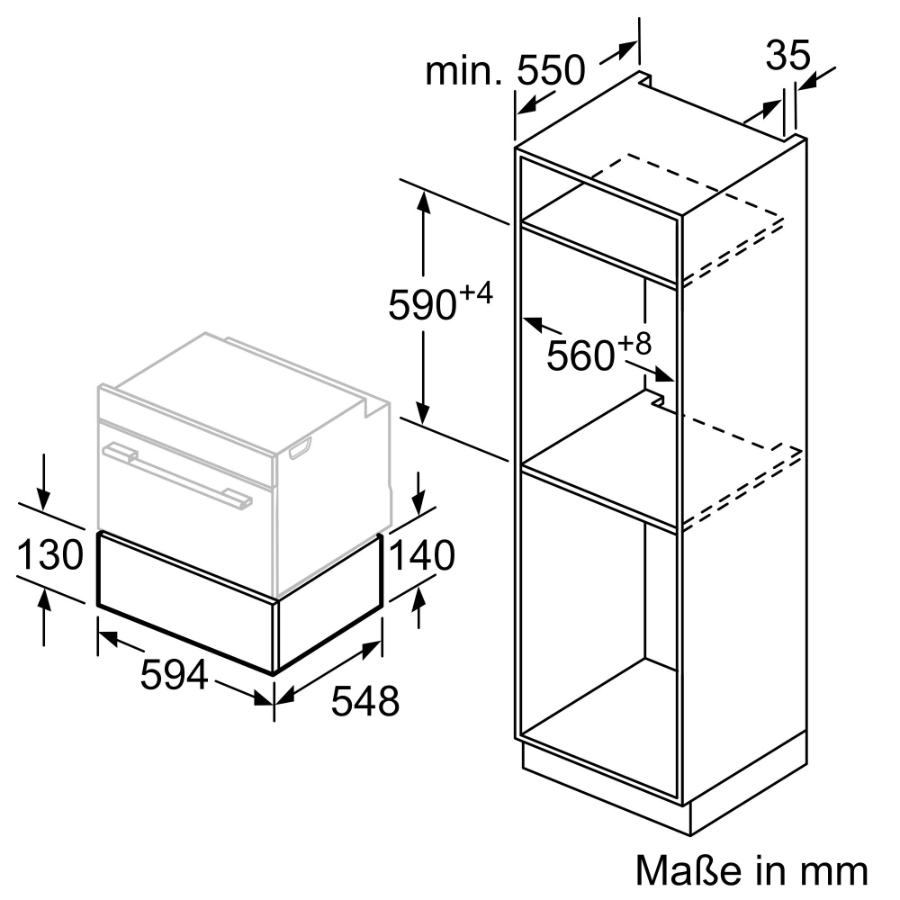Bosch BIC630NS1 Wärmeschublade  Edelstahl 14 cm Nische 