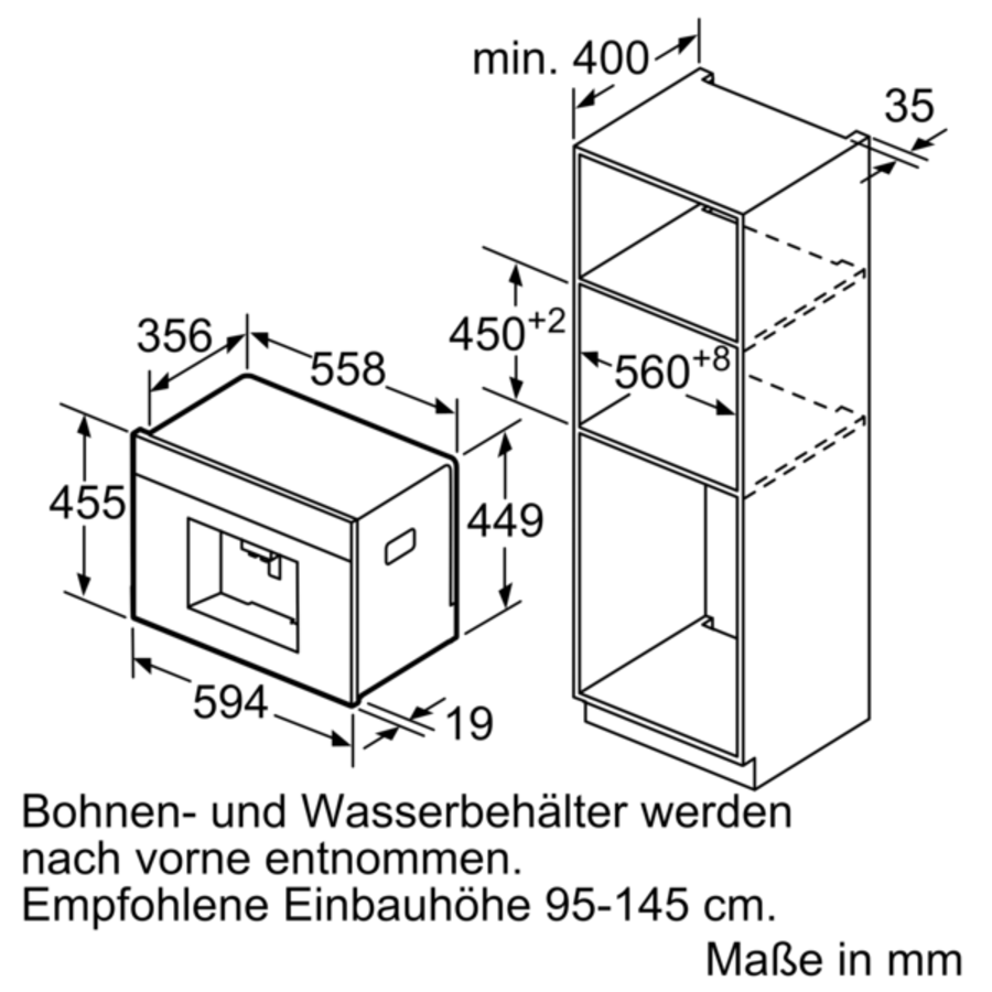 Bosch CTL636EB6 Serie 8 Kaffeevollautomat Einbau schwarz 