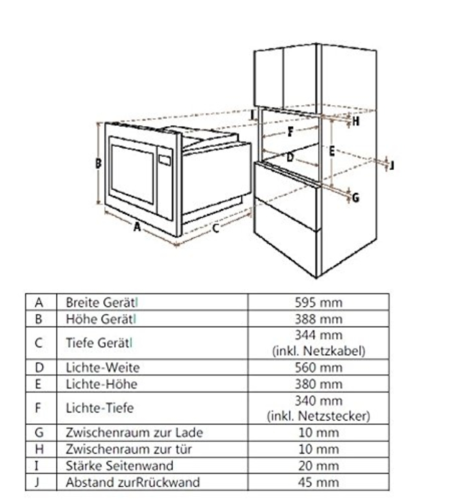 bkitchen cook 900 Einbau Mikrowelle 60cm weiß 