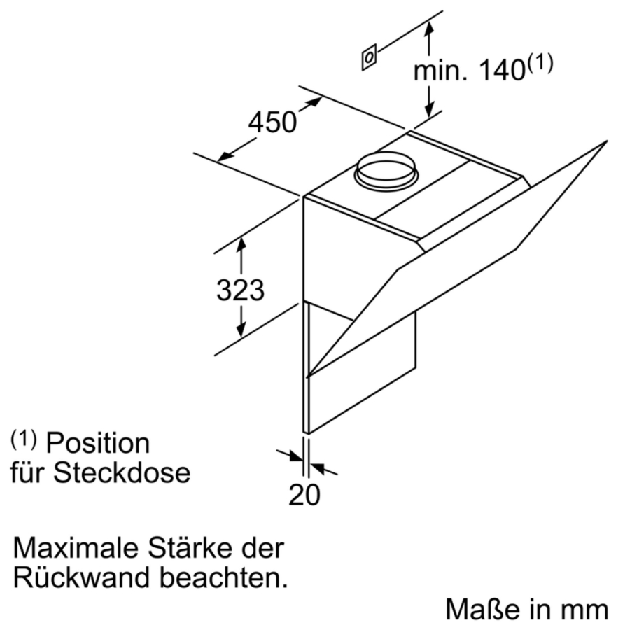 Siemens LC98KLP20 Weiß mit Glasschirm Wand-Esse 90 cm A+ 