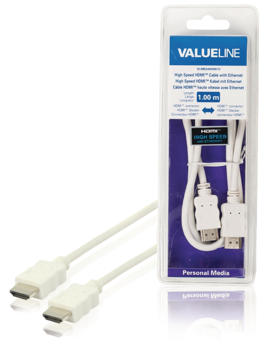 Valueline VLMB34000W10 High Speed HDMI Kabel mit Ethernet HDMI  HDMI Anschluss 1m Weiss