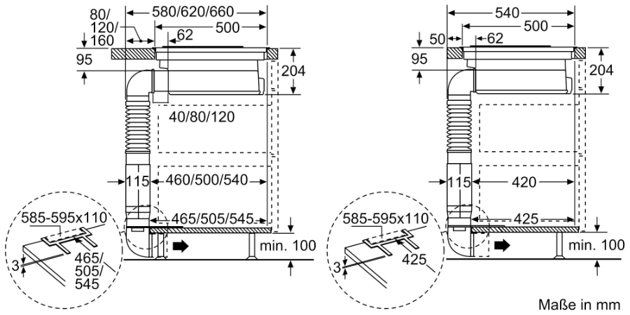 Bosch PKM845F11E Glaskeramik-Kochfeld Autark mit Kochfeldabzug 80 cm