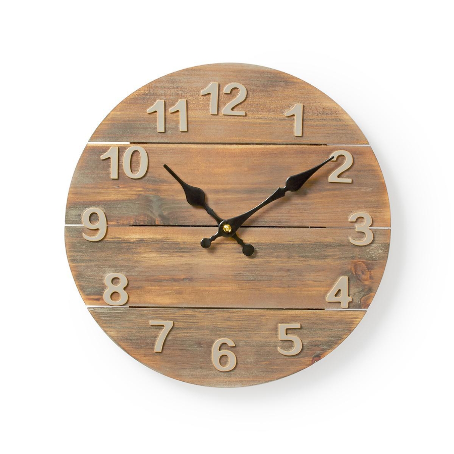 Nedis CLWA002WD30 Kreisförmige Wanduhr  | Durchmesser von 30 cm | Holz
