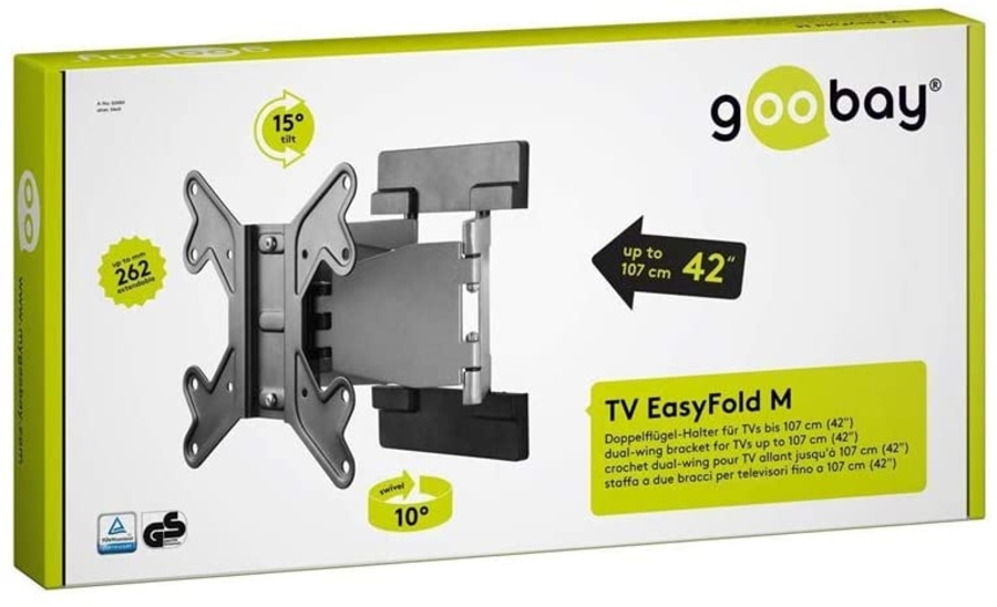 Goobay 63484 TV EasyFold M VESA TV Wandhalterung, Schwarz-Silber 