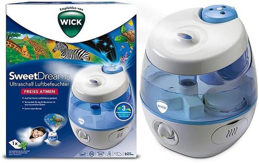 Wick WUL575E4 Ultraschall Luftbefeuchter Sweet Dreams 2in1 mit Lichtprojektion 