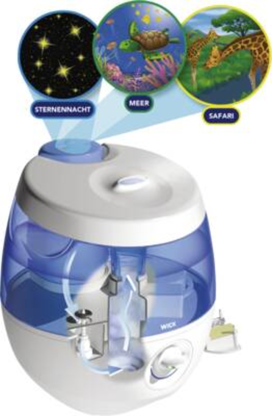 Wick WUL575E4 Ultraschall Luftbefeuchter Sweet Dreams 2in1 mit Lichtprojektion 