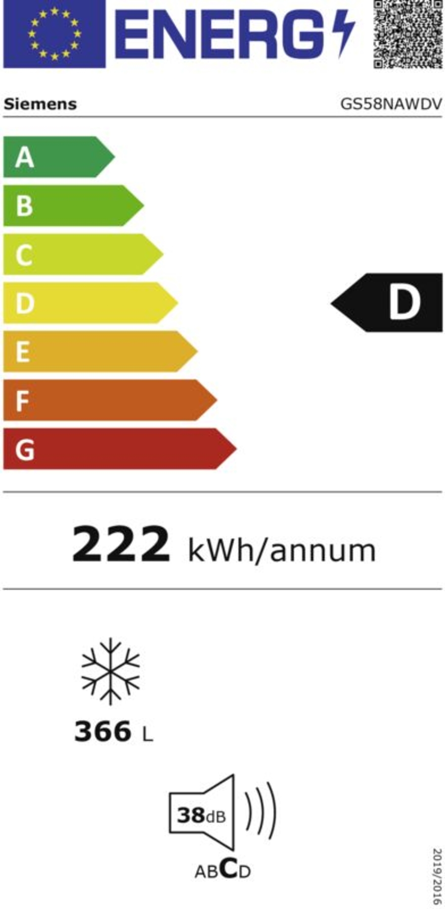 Siemens GS58NAWDV Stand-Gefrierschrank   weiß 70 cm No-Frost