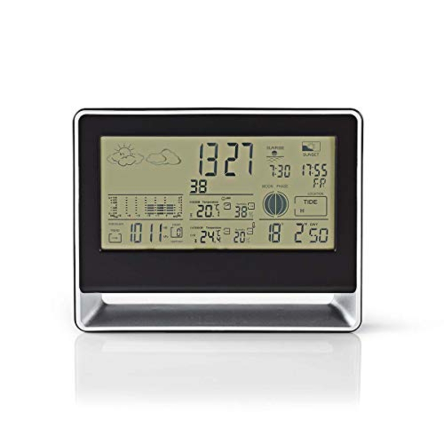 Nedis WEST405BK Wetterstation | Drahtloser Sensor | Wecker | Wettervorhersag