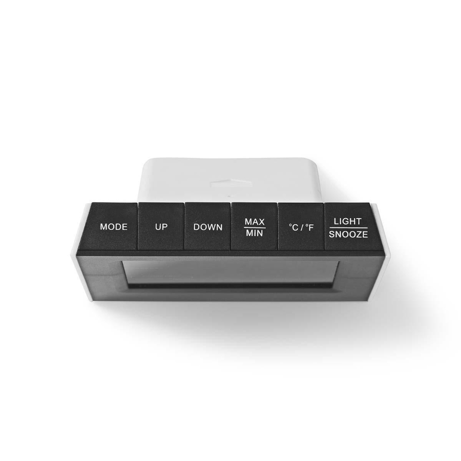 Nedis WEST404BK Wetterstation  LED-Anzeige | Weckerfunktion nnen- und Aussenbereich | Inklusive schnurloser Wettersensor