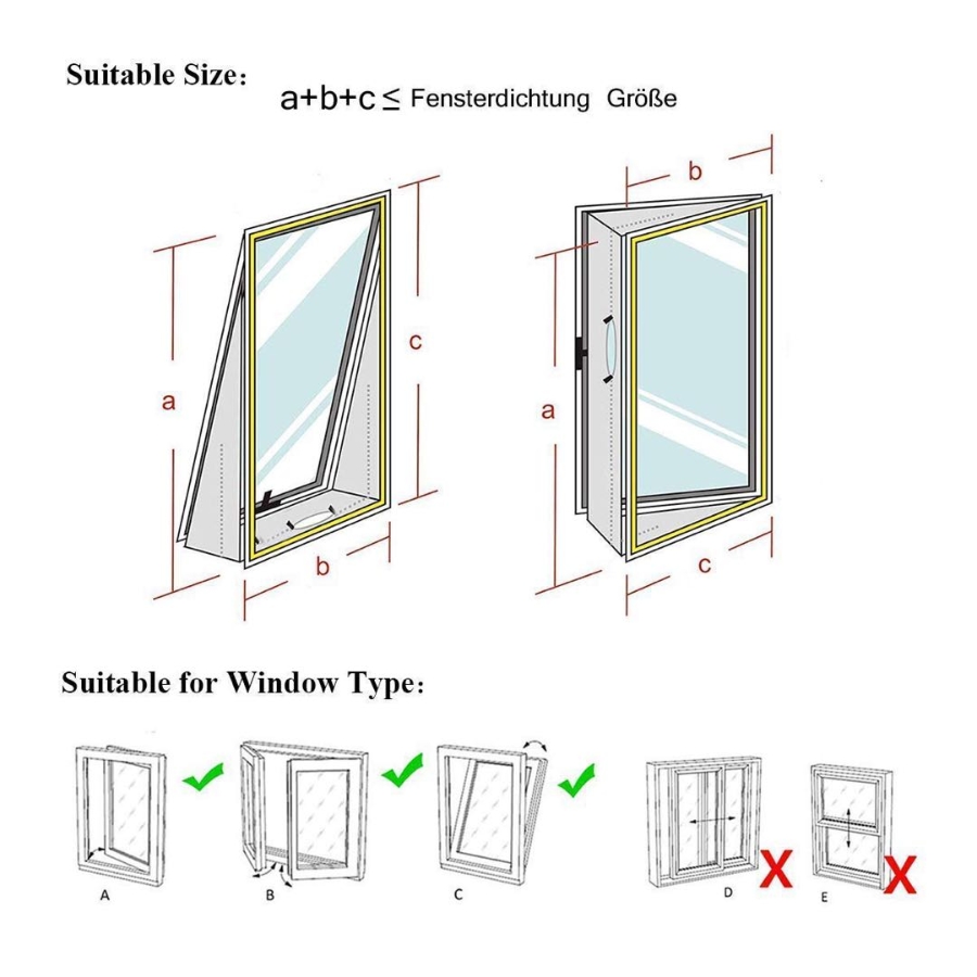 SHE SHE01AIRSTPFE  Hot Air Stop Fenster  Fensterabdichtung für mobile Klimageräte