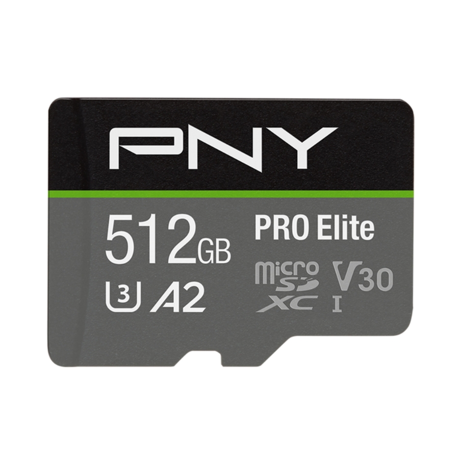 PNY Pro Elite R100/W90 microSD XC Speicherkarte 512GB Kit UHS-I U3, A2, Class 10 (P-SDUX512U3100PRO-GE) 