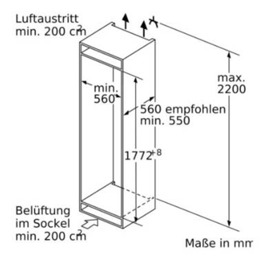 Siemens KI81RADE0  Einbau-Kühlschrank  178 cm Festtürtechnik mit Softeinzug