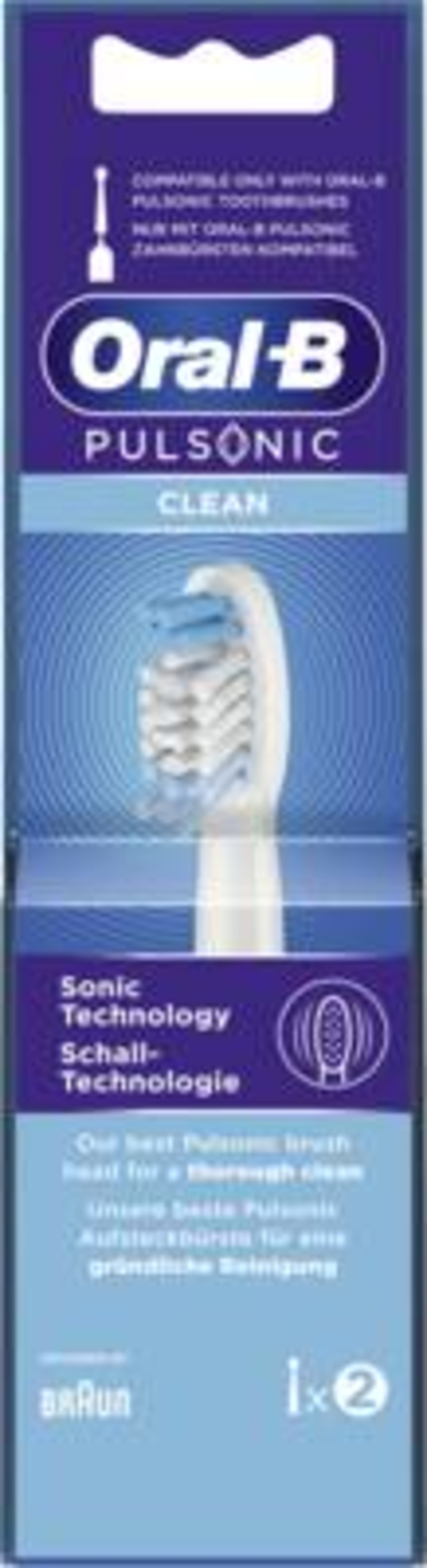 Oral-B Aufsteckbürsten Pulsonic, Clean 2er, 1299783 weiß