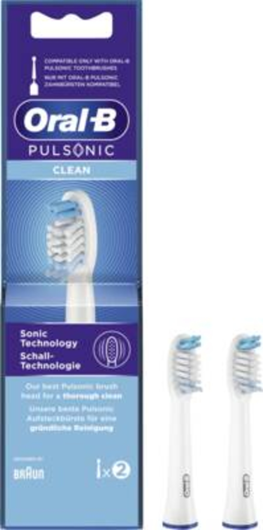 Oral-B Aufsteckbürsten Pulsonic, Clean 2er, 1299783 weiß