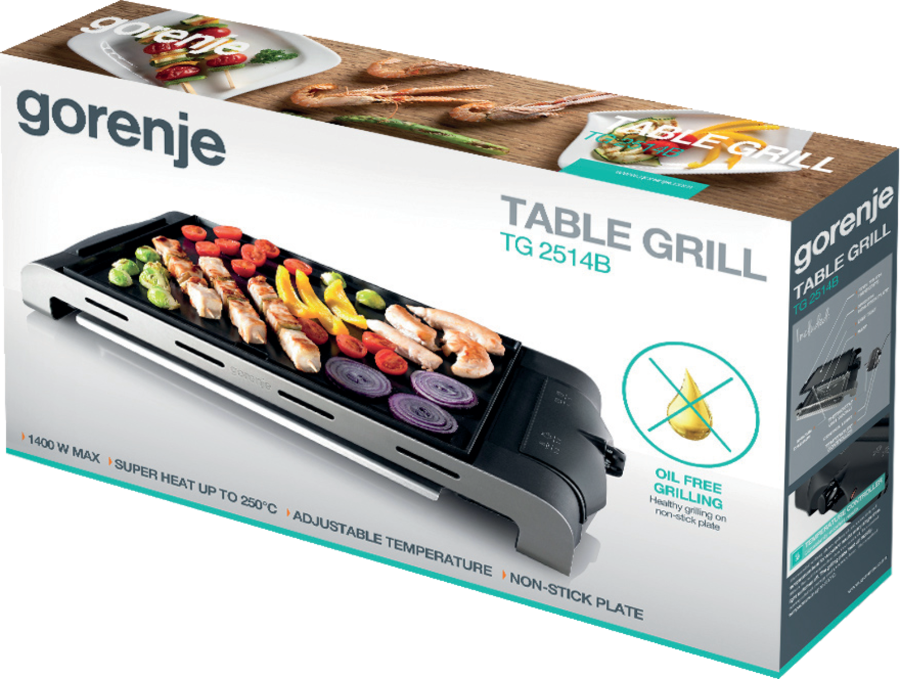 Gorenje TG 2514 B Elektro Tischgrill Edelstahl 