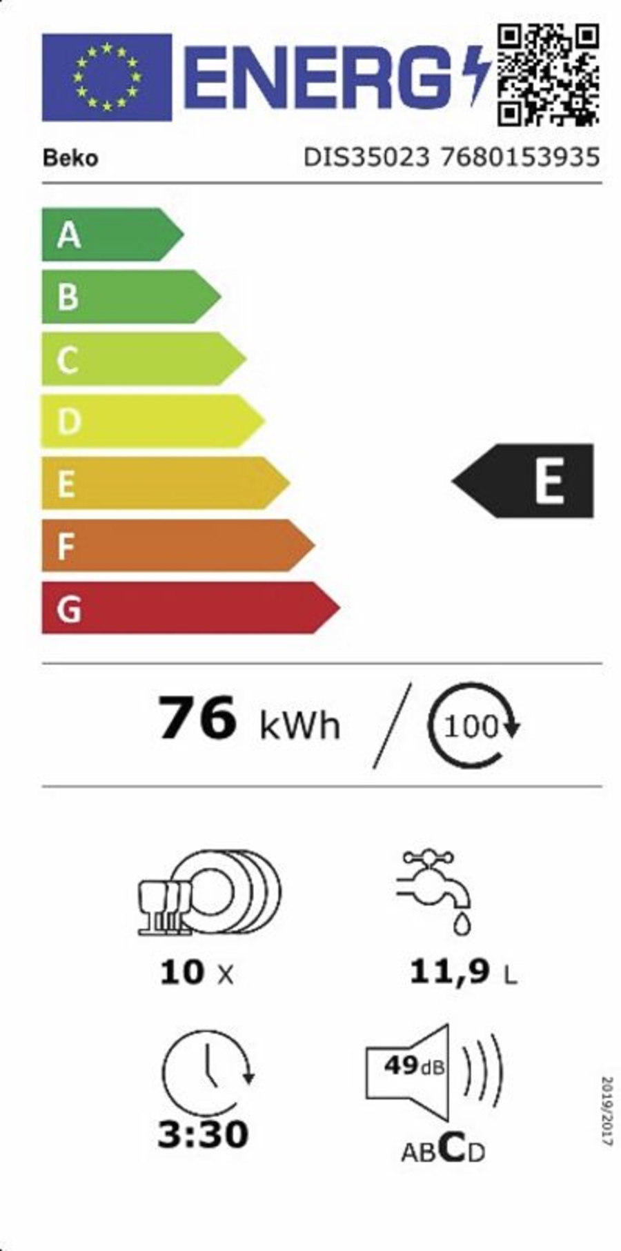 Beko DIS35023 Geschirrspüler Einbau vollintegriert 45 cm  