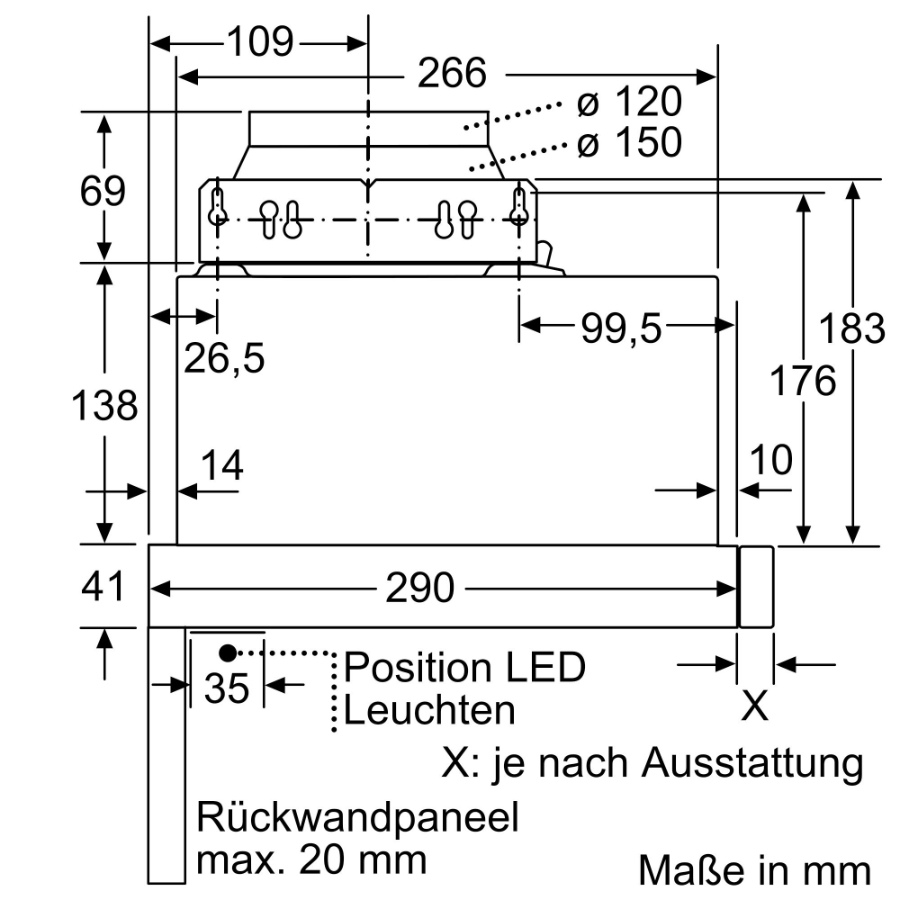 Siemens LI64LB531  Flachschirmhaube 60 cm breit, LED, Intensivstufe, silbermetallic