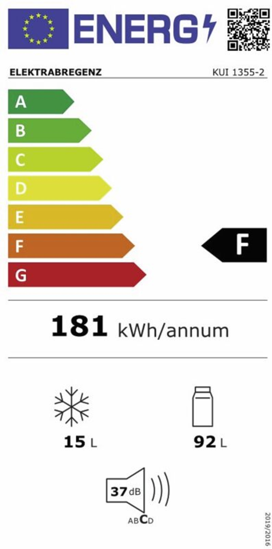 Elektrabregenz KUI 1355-2 Einbau-Unterbau Kühlschrank mit Gefrierfach 