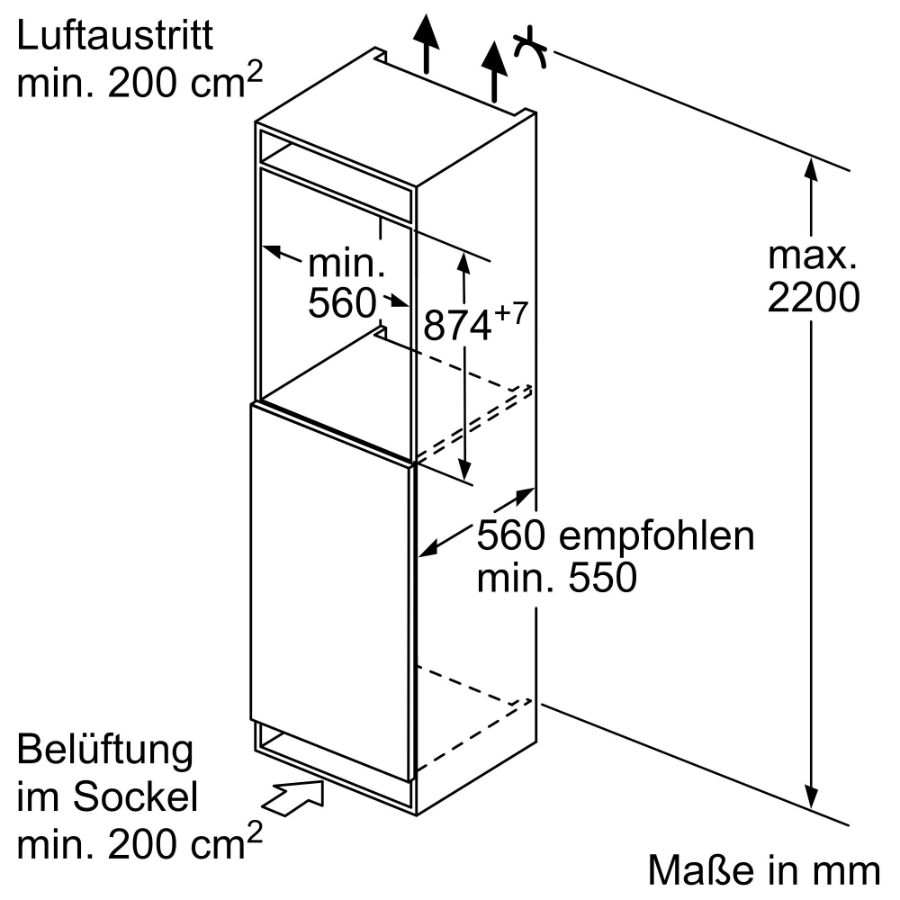 Siemens GI21VAFE0 iQ500 Gefrierschrank Einbau 88 cm Nische Festtür 87.4 x 55.8 cm