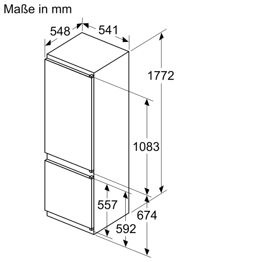 Siemens KI87VVSE0 iQ300 Einbau-Kühl-Gefrier-Kombination mit Gefrierbereich unten 177.2 x 54.1 cm