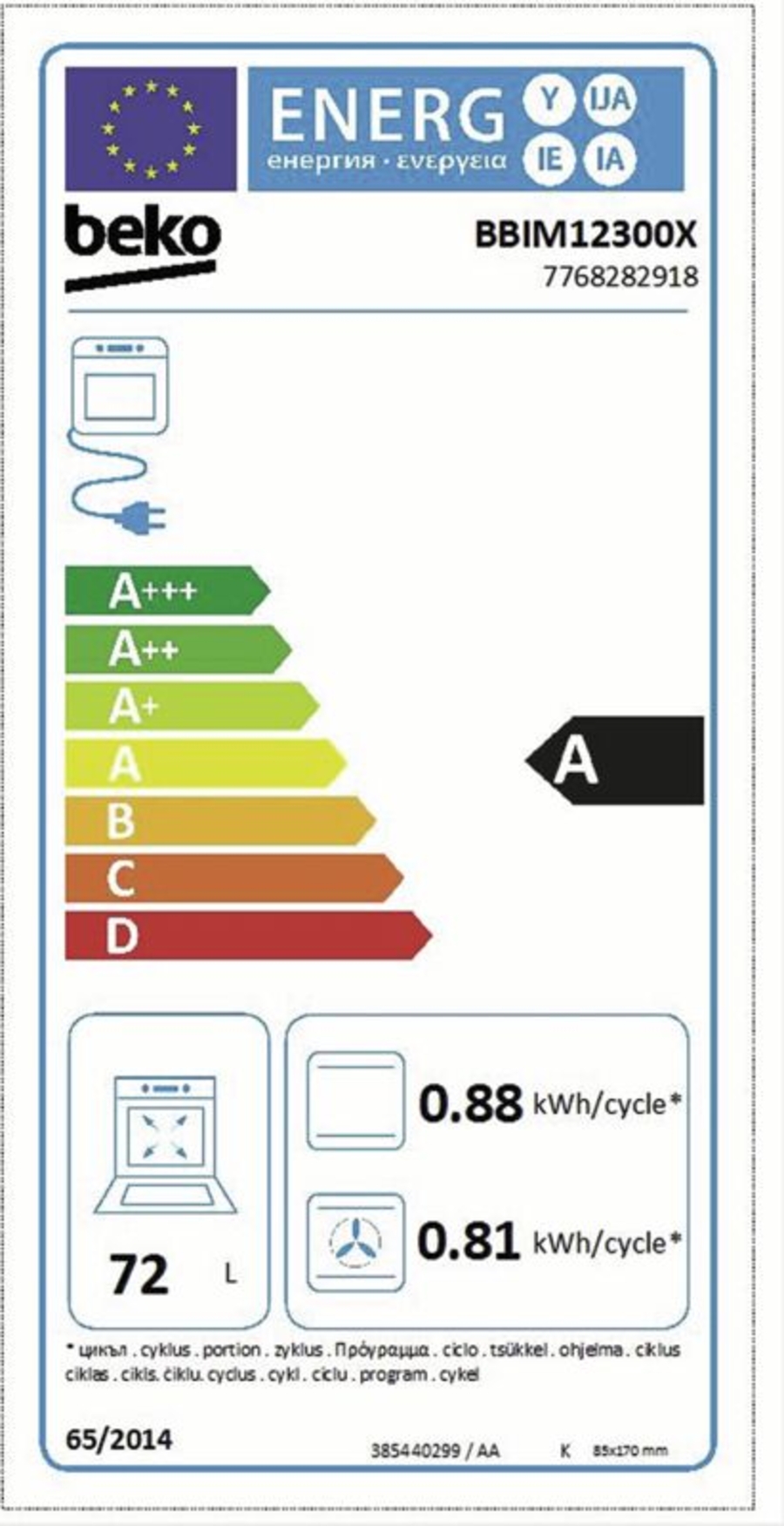 Beko BBIM12300X Multifunktionsbackrohr mit 8 Kochfunktionen 