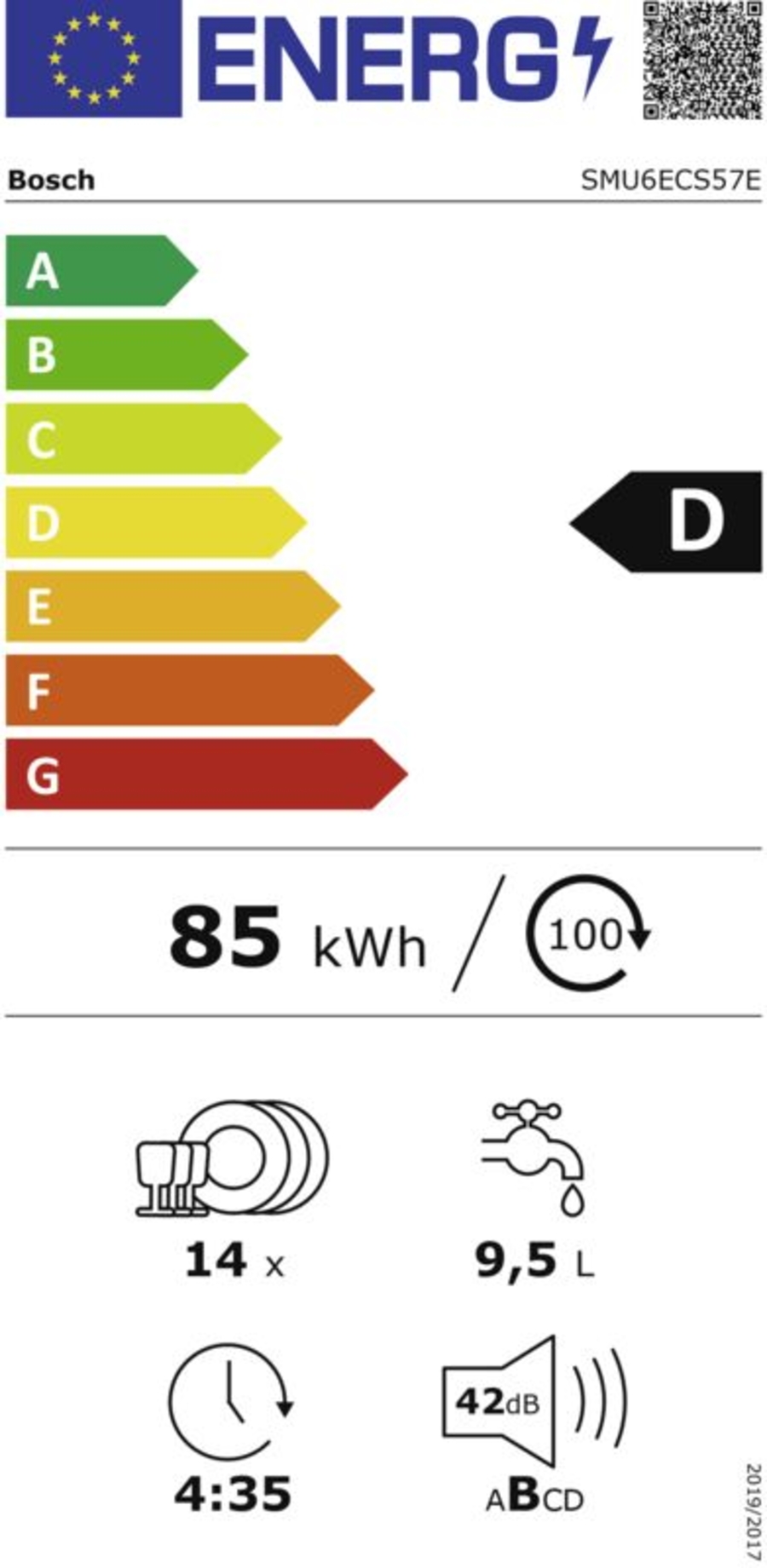 Bosch SMU6ECS57E Unterbau-Einbau Geschirrspüler,60cm, Edelstahl mit Besteckschublade