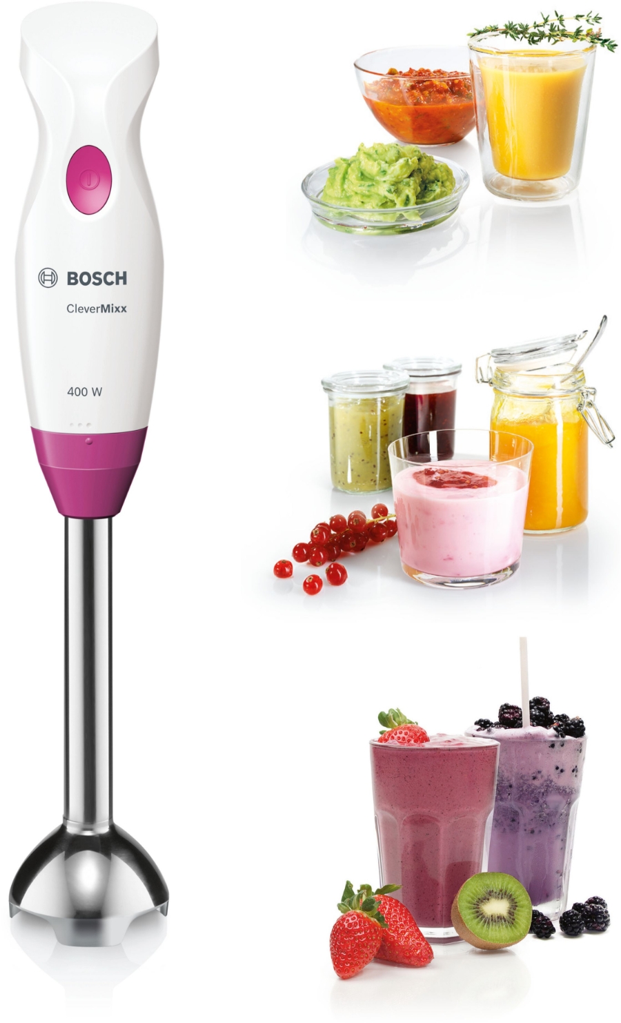 Bosch MSM2410PW CleverMixx Fun Stabmixer Weiss-Purple