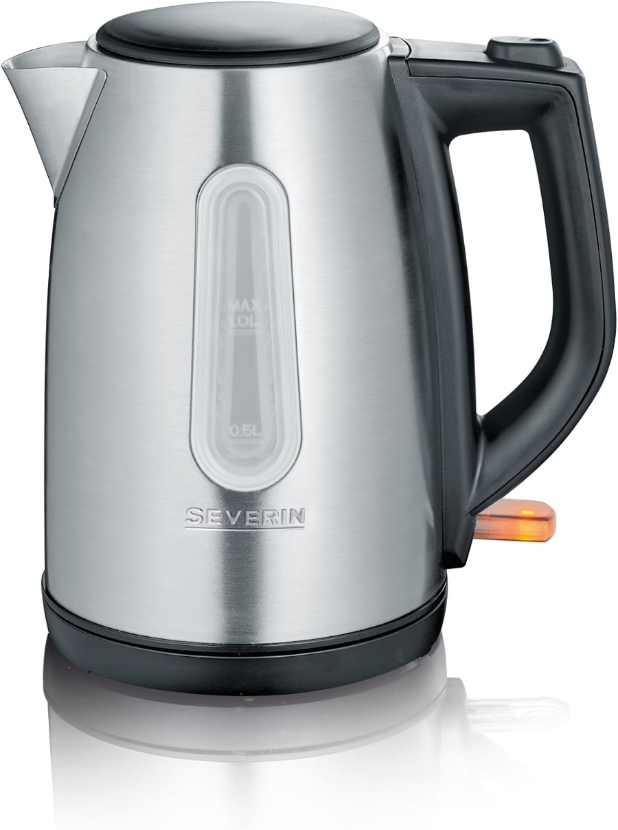 Severin WK3469 Wasserkocher Edelstahl-Schwarz  2.200 Watt 